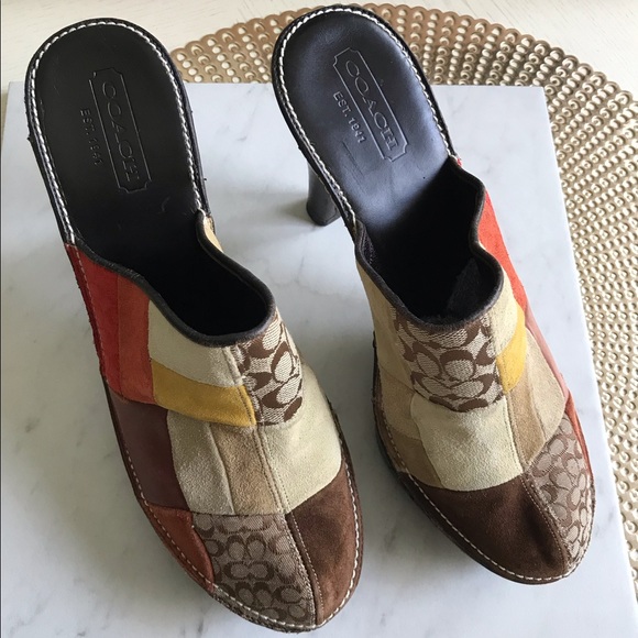 Coach Suede Leather Logo Mules - Picture 3 of 9